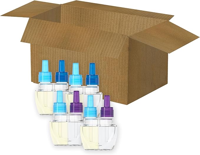 Febreze Plug In Air Freshener, Odor-Fighting Scented Oil Refill, Air Fresheners for Home & Bathroom and Kitchen,Long Lasting for Strong Odors,Ocean & Mountain Scents,0.87oz Refills,4 Count (Pack of 2)