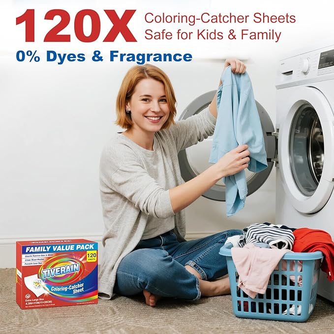 Laundry Color Catchers Sheets 120 Count,Color Catchers for Laundry Allow Clothes Mixed Washes and Prevents Color Run,Color Grabber Laundry Sheets,Fragrance Free Color Remover for Clothes
