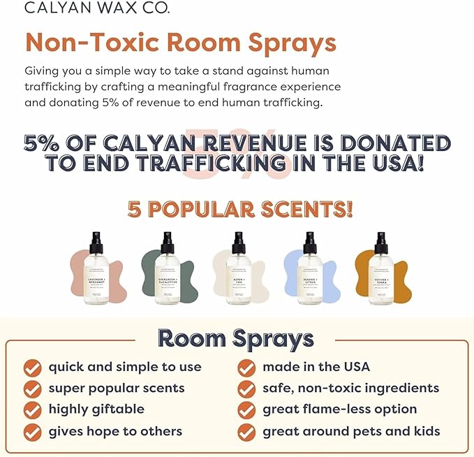Calyan Wax Co. Indigo & Yuzu Room Spray - Clean Air Freshener - Natural Room Deodorizer - Air Freshener Spray for Home - 4 fl oz