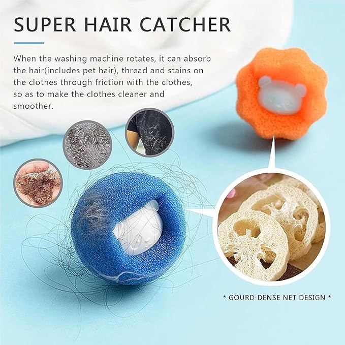 10 Pcs Pet Hair Remover for Laundry, Washing Machine Hair Catcher, Dryer Balls for Clothing Dog Cat Pet Fur Remover (Orange+Blue)