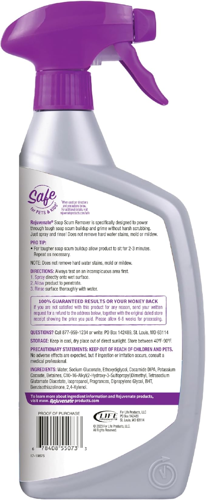 Rejuvenate Soap Scum Remover, 24 Ounces, Easily Dissolves Soap Scum Without Scrubbing
