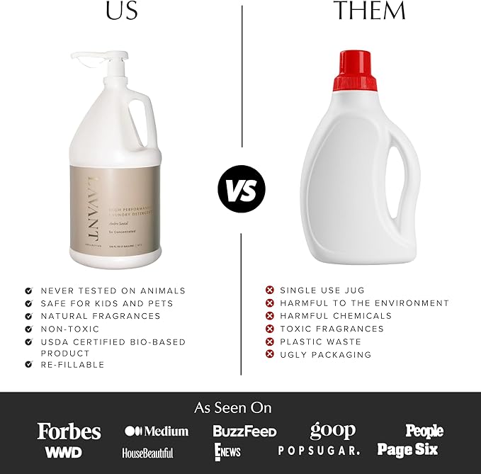 L'AVANT Collective Luxury Laundry Detergent | Ambre Santal | Natural Non-Toxic Liquid Laundry Soap with Enzymes | Bulk 1 Gallon, 5x Concentrated, Plant-Based, HE Compatible | 128 oz