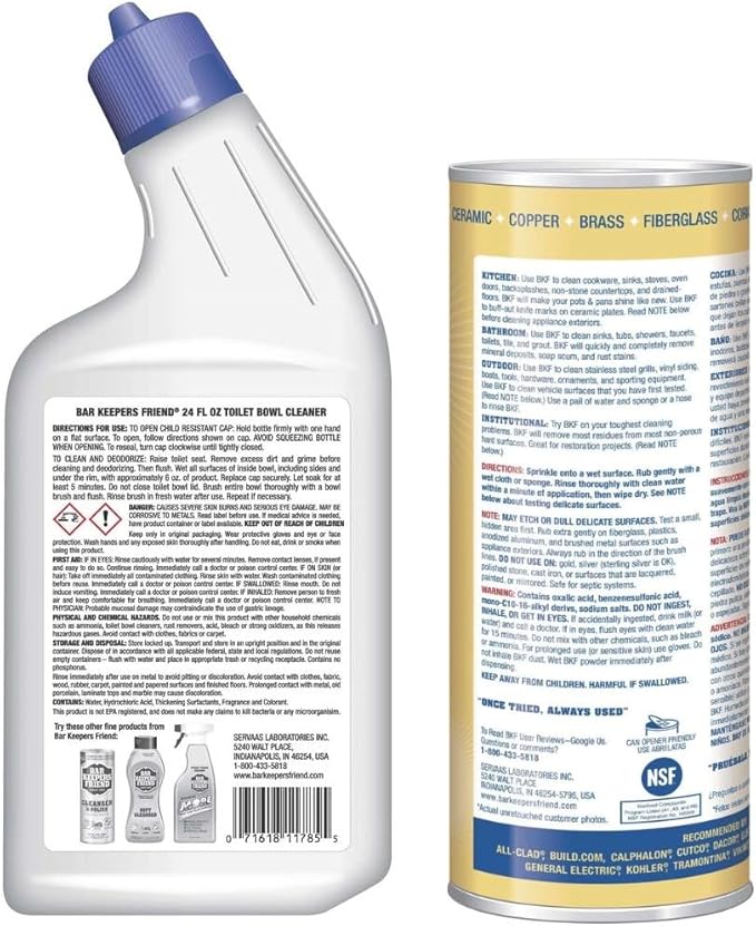 Bar Keepers Friend Toilet Bowl & Powder All-Purpose Cleanser - 24oz/21oz - 2 ct