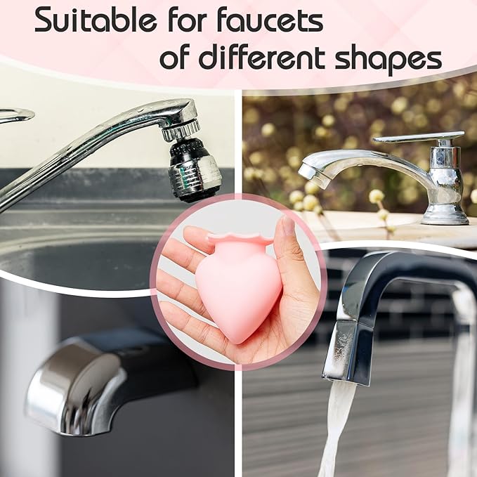 SiliFine 1 Pcs Tap Descaling Gadget for Limescale Removal Pink Heart Style Faucet Descaling Device, 1.18in