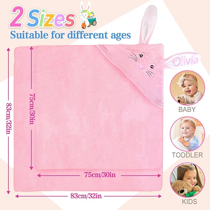Baosity Custom Hooded Bath Towel for Babies,Soft Highly Absorbent Bunny Baby Towel with Name,Baby Towels for Newborn,Personalized Baby Shower Easter Birthday Gifts for Toddler Girls Boys