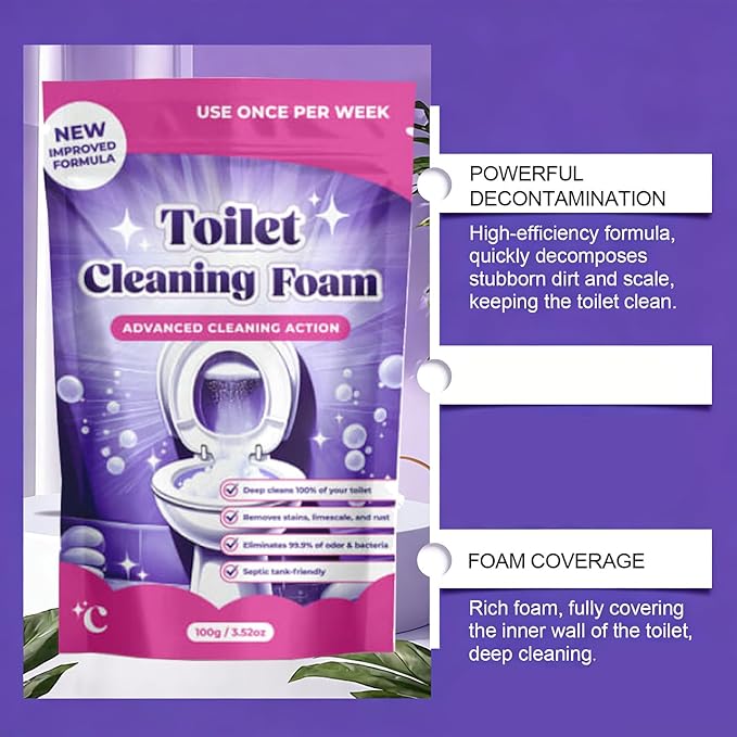 FizzClean Toilet Cleaning Foam, Upgrade Toilet Bowl Cleaner, for Sparkling Clean, Touch Free Foaming Cleaning Powder (3PCS)