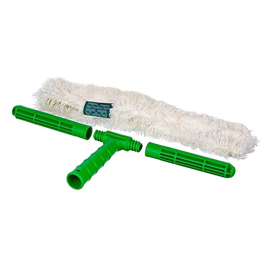 Unger Commercial Original StripWasher® Complete Window Washing Sleeve with T-Bar Handle (Case of 10), 14" (35 cm), White/Green – Ideal for Cleaning Windows, Screens, and Dusting WC350