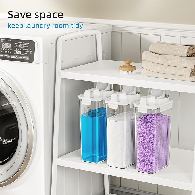 Laundry Detergent Dispenser for Laundry Room,94oz Fabric Softener Dispenser,Liquid Laundry Detergent Container,Laundry Detergent Organizer for Laundry Room Organization with 6 Labels,3 Pack