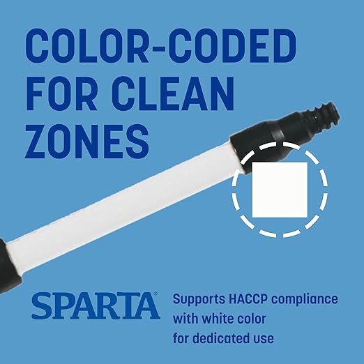 SPARTA 4102002 Spectrum Fiberglass Broom Handle, Mop Handle, Replacement Handle With Acme Threaded Tip For Commercial Cleaning, 4.5 To 8 Feet, White
