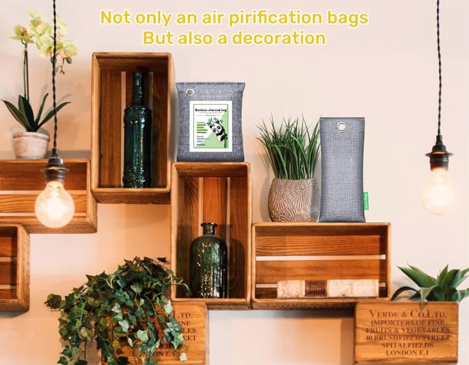 Activated Charcoal Odor Absorber, Natural Shoe Deodorizer Insert, Sneaker Odor Eliminator and Moisture Absorbers. 2 Pack Bamboo Charcoal Air Purifying Bags Shoe Smell Remover