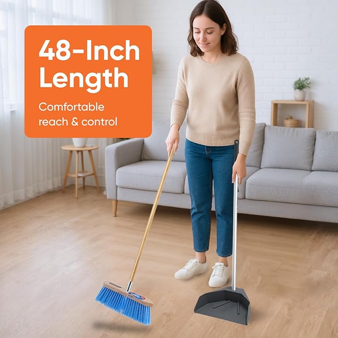 Superio 48" Hardwoood Wood Handle with Threaded Metal Tip for Mops, Squeeges, 2 Pack