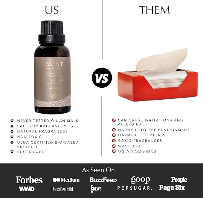 L'AVANT Collective | Essential Oils for Laundry - Dryer Balls Scents – Scented Fragrance Essential Oil Drops | Laundry Oil - Ambre Santal