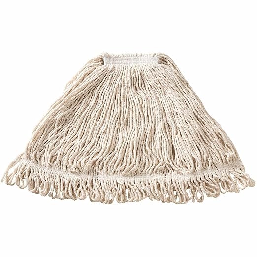Rubbermaid Commercial Products Super Stitch Large 24 OZ Blend Wet Mop, 1" Headband, White, for General Purpose Cleaning of Hard Floors Including Hardwood/Tile/Concrete