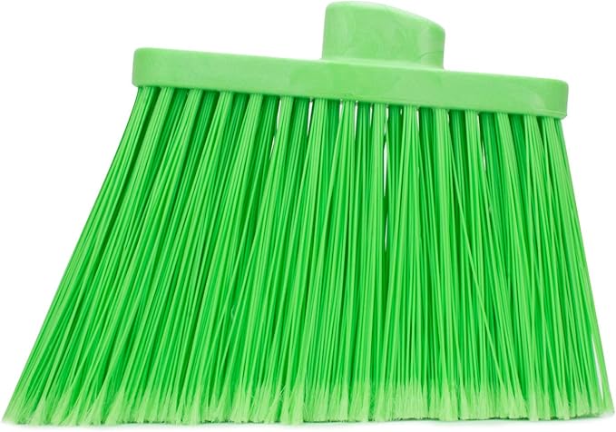 SPARTA Plastic Broom Head, Angled, Flagged for Small Debris Indoor, Outdoor, Home, Restaurant, Lobby, Office, 12 Inches, Lime, (Pack of 12)