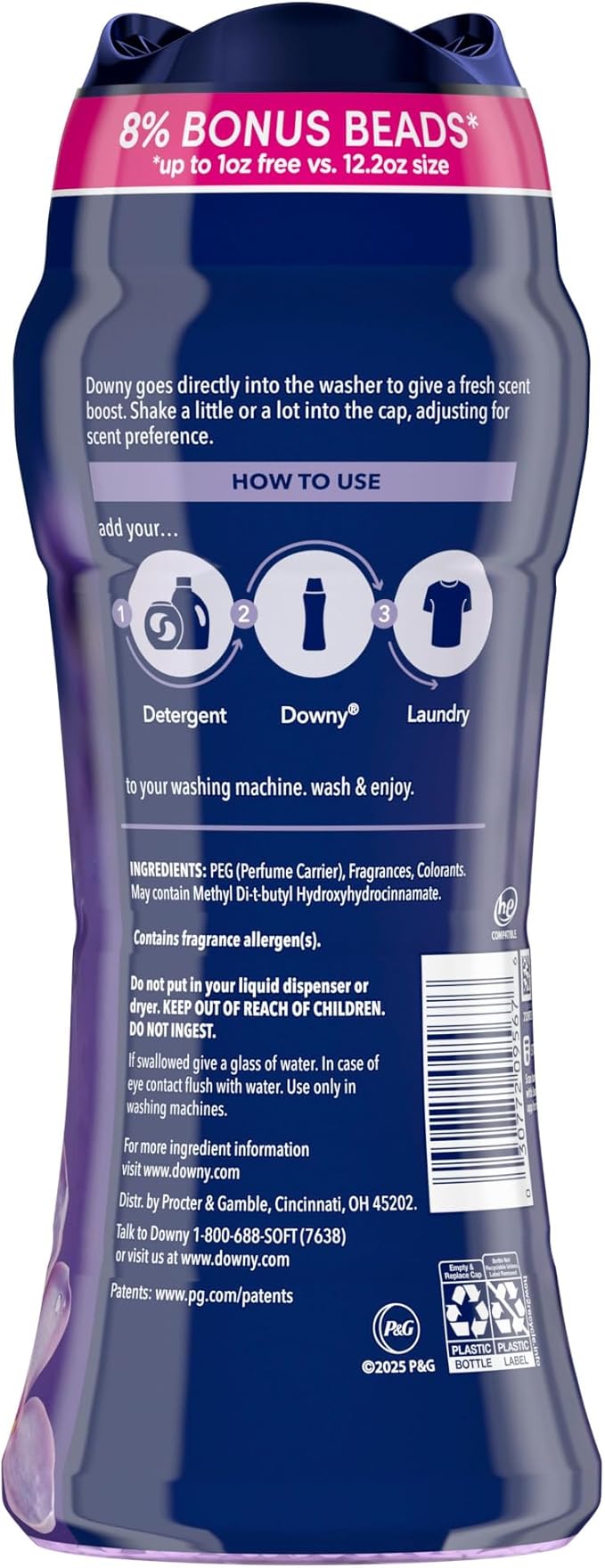 Downy Calm In-Wash Laundry Scent Booster Beads, Soothing Lavender and Vanilla Bean scent, 12.2 OZ, laundry scent beads, Long-lasting Freshness (Packaging May Vary) (Pack of 4)