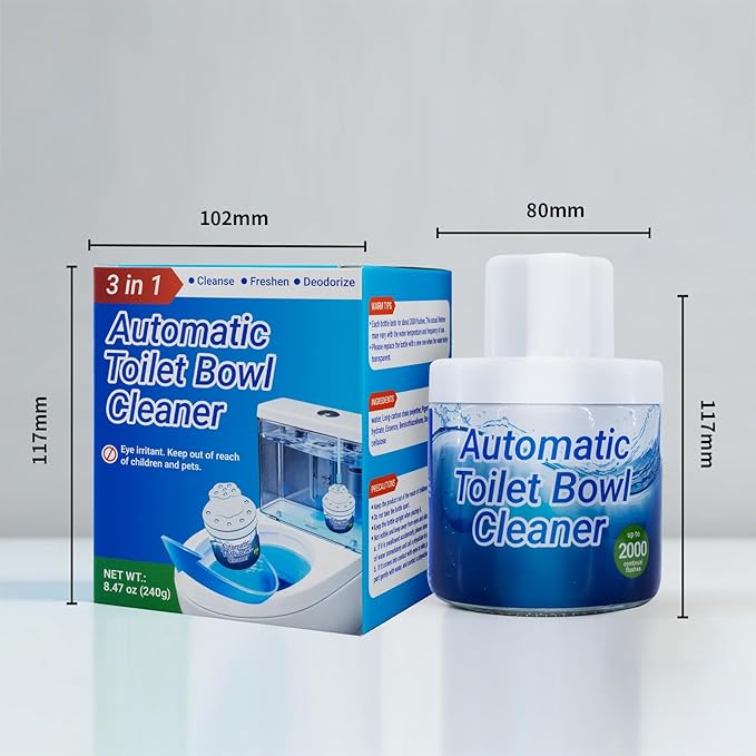 Automatic Toilet Bowl Cleaner with Unique Retrieval Rope - 2000 Flushes Long Lasting Toilet Tank Cleaner, Blue Water Stain Remover and Deodorizer, Safe for Septic Systems, 1 Pack (90 Days)