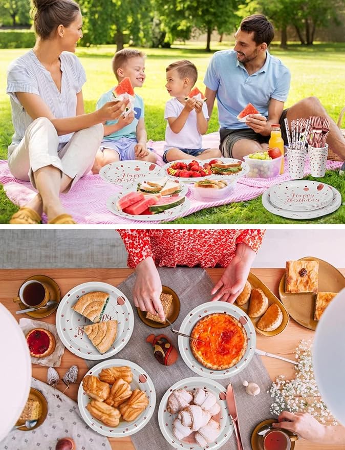 Nkaiso Birthday Party Tableware, 161 Pieces Rosegold Party Supplies, Party Dinnerware Sets Include Paper Plates Napkins Cups Silverware, for Shower Engagement Parties Decoration -20 Serves