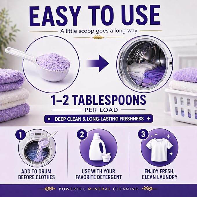 Oxygen Boosted Laundry Scent Booster Powder – Laundry Booster & Odor Eliminator, Laundry Freshener, Deep Clean Detergent Booster, Long Lasting Laundry Scent, HE Safe (1lb) (Lavender Serenty Fresh)