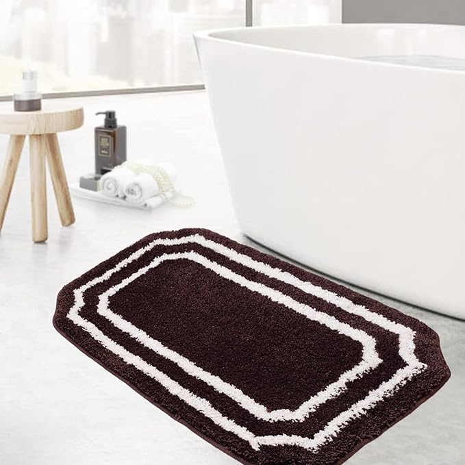 Bathroom Rugs Mat 26x18, Soft Absorbent Bath Mats, Machine Washable Microfiber Floor Mats for Bathroom Tubs, Sinks and Showers,Coffee