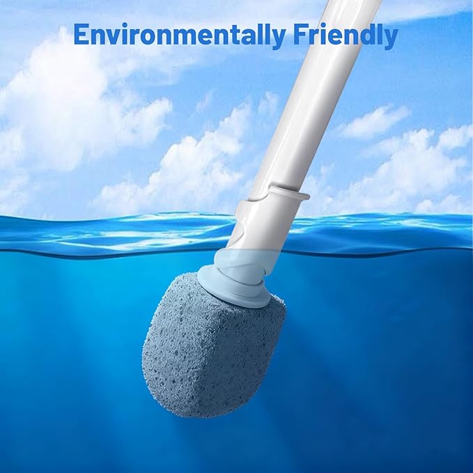 Upgrade Pumice Stone Toilet Bowl Cleaner,Bathroom Cleaner Brush Toilet Wand Refills with 30CM Long Handle for Remove Hard Water Stains with 1 Wand+ Pumice Stones (5 Pack)