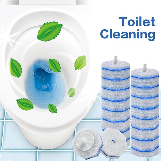 2X Cleaning Power Upgrade Formula Toilet Bowl Wand Refills, Fits for Clorox Wand, 50 Count Disposable Toilet Bowl Wand Refills - No Falling Apart, Fits Most Brand Toilet Brushes for Bathroom Cleaning