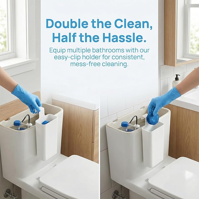 1pcs-Piece Toilet Tablet Holder with Cleaning Gloves, Toilet Tank Caddy for Cleaning Discs, Heavy Duty PP & ABS Cleaner Bracket, Bathroom Organization Set