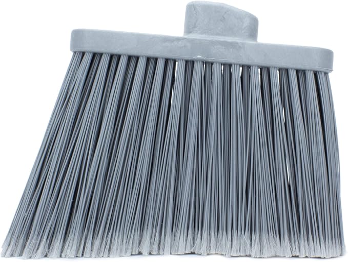 SPARTA Plastic Broom Head, Angled, Flagged for Small Debris Indoor, Outdoor, Home, Restaurant, Lobby, Office, 12 Inches, Gray, (Pack of 12)