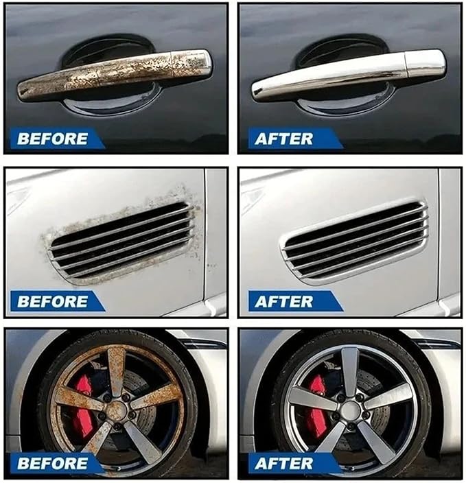 Rust Removal Spray, With Sponge, 100ml, Stain Cleaning Mist, Garage Rust Cleaner, Quickly Restoring Metal Surfaces, For Garage Trailer Driveway Brake Disc Motorcycle Car Kitchen Shower
