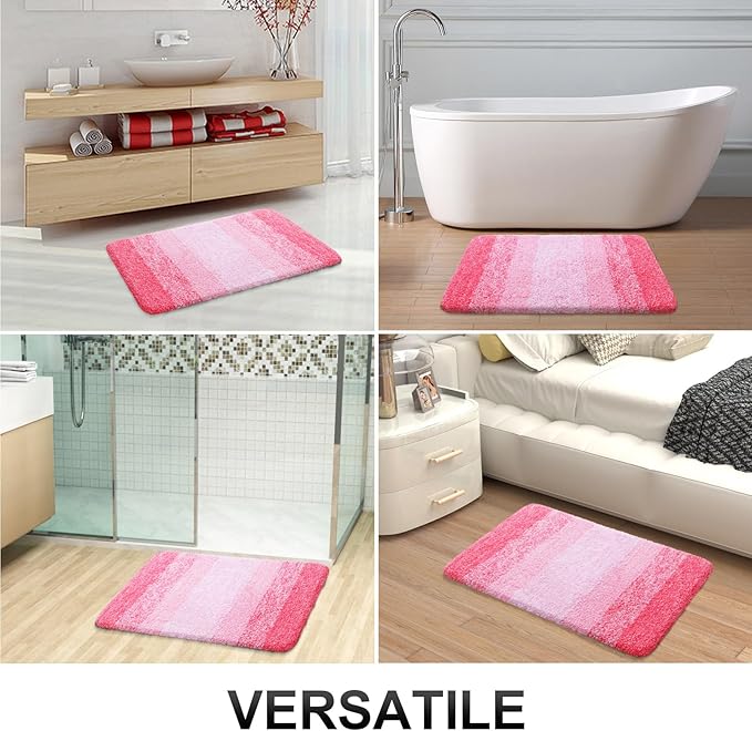 OLANLY Large Bathroom Rugs Mat 40x24, Extra Soft Absorbent Microfiber Bath Rugs, Rubber Backing, Quick Dry, Machine Washable Bath Mats for Bathroom Floor, Tub and Shower, Home Decor Accessories, Pink