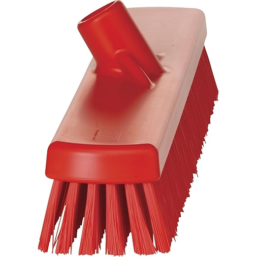 Vikan 70624 Brush,Wall/Floor Scrub,Stiff,19",PP/PBT,Red