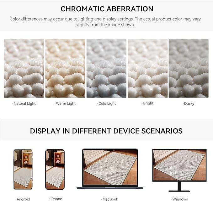 Bathroom Rugs Mat 20x32, Extra Soft Absorbent Chenille Bath Rug, Non Slip PVC Backing Washable Quick Dry Bath Mats for Bathroom Fit Under Door, Tub, Shower, Sink, Home Decor Accessories Beige