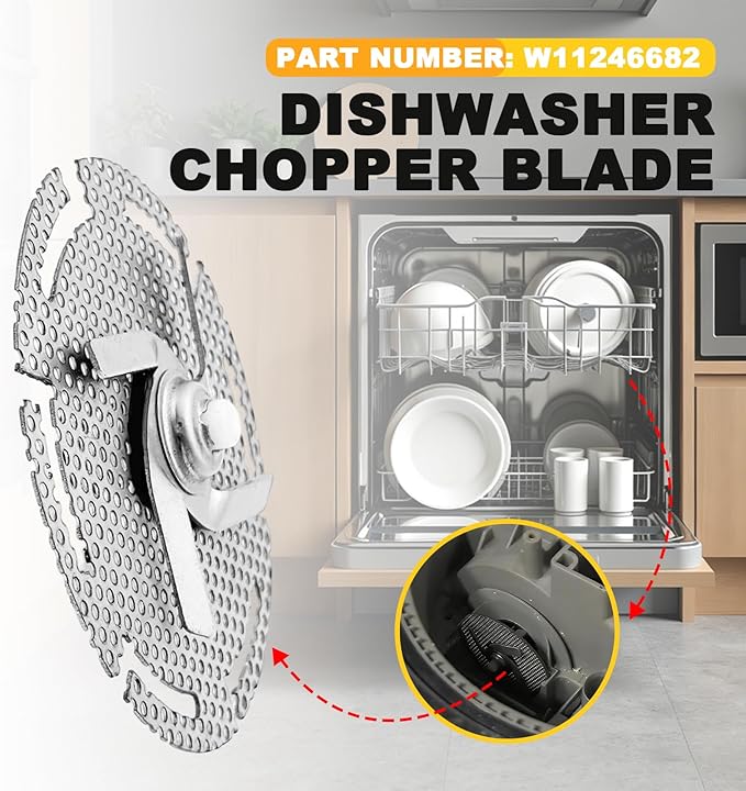 W11246682 Dishwasher Chopper Blade Replacement for Whirlpool Maytag KitchenAid Dishwashers, Fit for AP6334140 W10591562 4845465 PD00044813 Whole Parts Dishwasher Chopper Blade