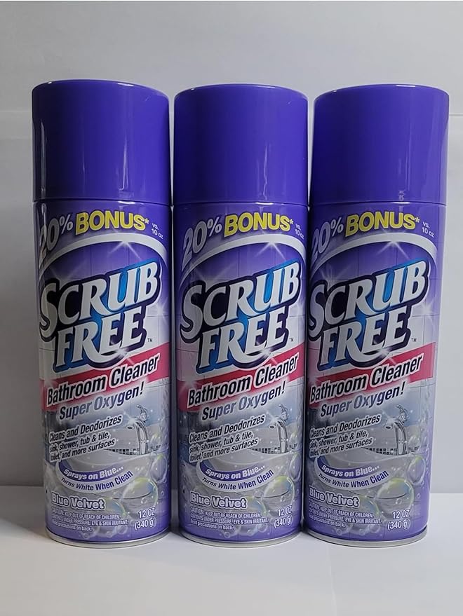 Scrub Free Bathroom Cleaner, Blue Velvet Scent, 12 oz Cans, 3 Pack with 20% Bonus