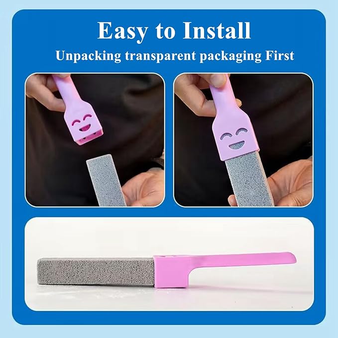 Pumice Stone Toilet Bowl Cleaner with Handle, Pumice Sticks Pumice Scouring Pad Powerfully Remove Hard Water Ring, Calcium Buildup, Cleaning Pool, Toilet, Kitchen Sink, Grill, Bathtubs, 5 Pack Blue