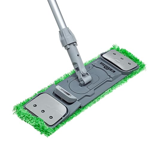 Unger Commercial SmartColor MicroMop 15.0, 16" Wet Dry Microfiber Mop Pad, Reusable - Heavy-Duty Floor Cleaning for Stone & Tile Floors, Green - MM400