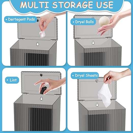 Sealegend Magnetic Slim Trash Can Wastebasket with Lid, Lint Bin, Storage Bins Perfect for Kitchen, Fridge, Cabinet, Bathroom, Laundry Room Organization, Black
