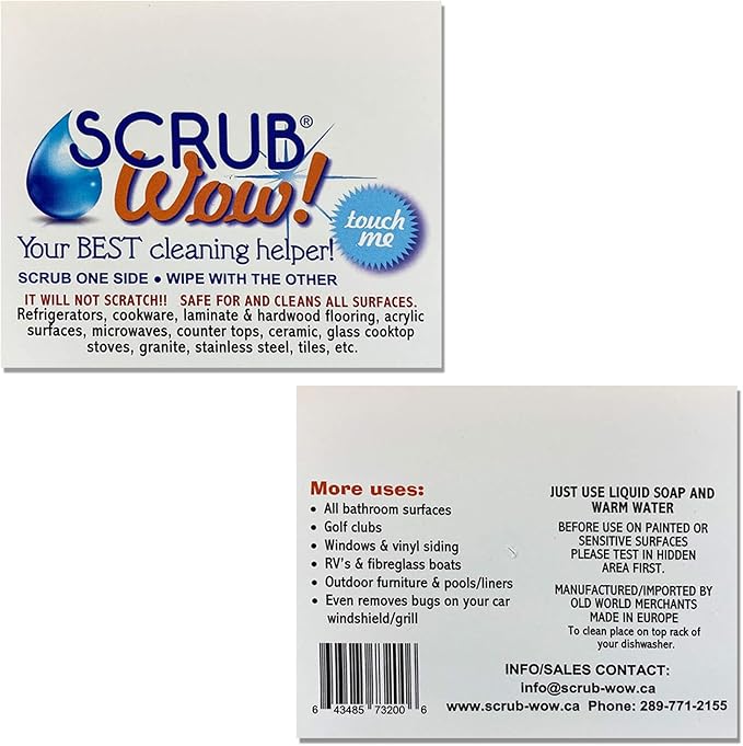 Scrub & Wipe 2-in-1 - The Original European Scrubby + Microfiber. Non-Scratching Scouring Cleaning Pad with Heavy-Duty Reusable Household Cleaning Cloth, Safe for Teflon, Assorted Colors