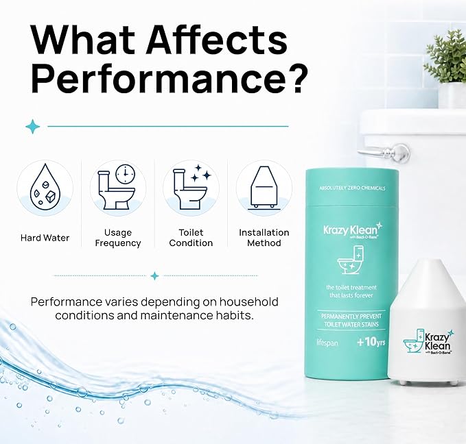 Krazy Klean Automatic Toilet Tank Cleaner - Continuous Flush Cleaning System - Helps Reduce Buildup & Stains - Easy Install, No Daily Scrubbing - 1 Count