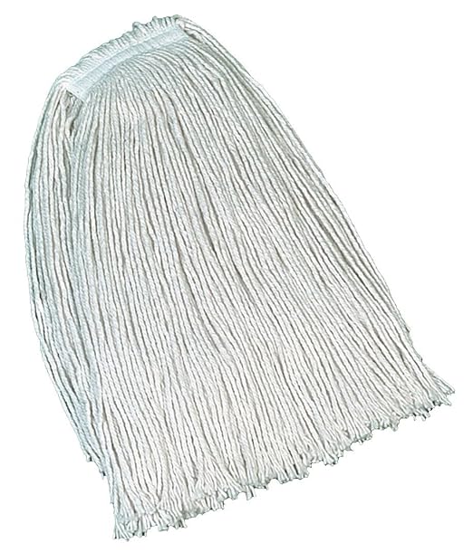 Rubbermaid Commercial Products Value Pro Medium 20 OZ Cotton Wet Mop, 1" Headband, White, for General Purpose Floor Cleaning or One-Time Use
