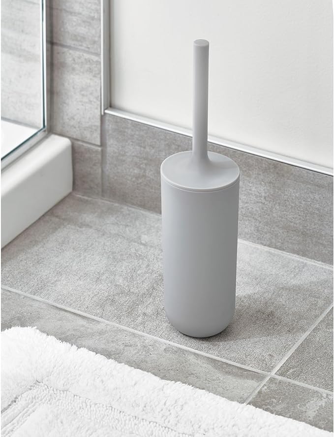 iDesign Toilet Holder for Bathroom Cleaning and Storage-Set of 2-Gray Bowl Brush