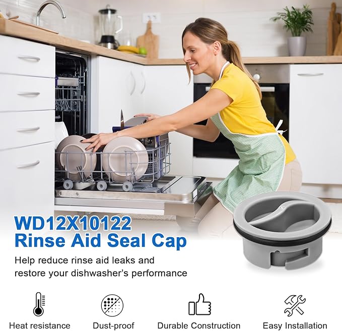 WD12X10122 Dishwasher Rinse Aid Dispenser Cap Compatible with GE Dishwasher Replaces WD12X10102 WD12X10200 PS958932 EAP958919 AH958932 (2 Pcs)