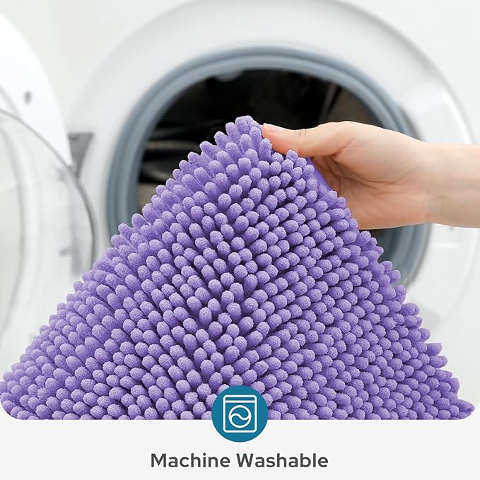 BYSURE Lavender Bathroom Rugs Sets 3 Piece Non Slip Extra Absorbent Plush Chenille Soft Washable Bath Mats