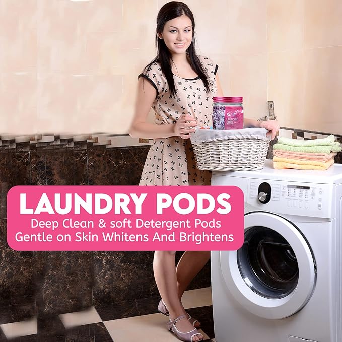 Natural Solution 5-in-1 Laundry Pods, Fabric Softener with Lavender Extracts, High Efficiency Detergent Pods with Powerful Stain Lifter Technology - 32 Count Bag (Pack of 2)