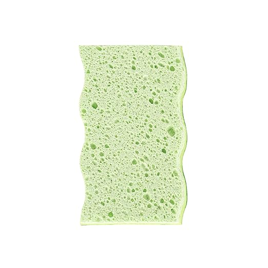 Restaurantware Cleaning Sponge 3 Count 4.5 x 2.5 Inches Cellulose Non-Abrasive Deep-Groove Durable Rectangular Green
