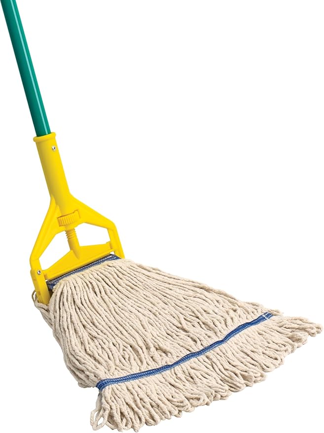 Winco Poly-Cotton Blend Commercial Mop Head, Looped End, 24 Ounce, White