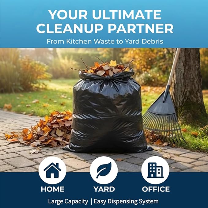 20-30 Gallon Trash Bags Black - 1.28 Mil Thick,30" x 35" Large Garbage Bags 100 Count,20+ Gallon Heavy Duty Trash Can Liners Unscented for Kitchen Home Office Commercial Outdoor