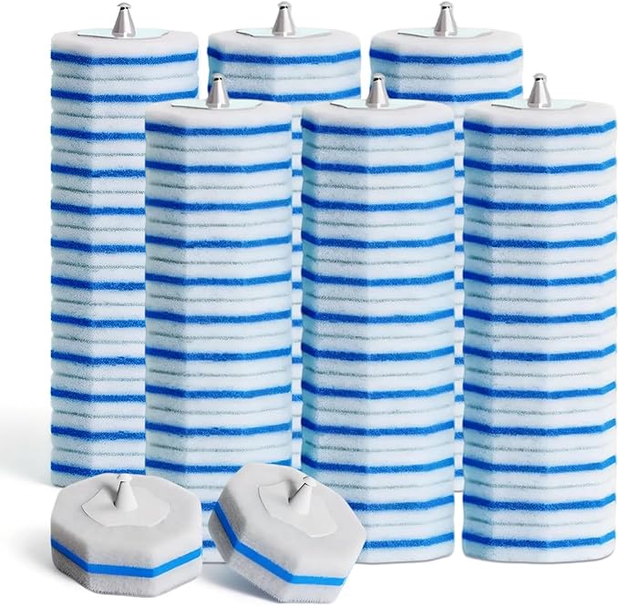 60pcs Disposable Toilet Brush Refill Pads, Replacement Brush Heads, Toilet Cleaner Refills,Disposable Wand Heads,Bathroom Cleaning,Toilet Cleaning Scrubbers Compatible with Most Toilet Brushes