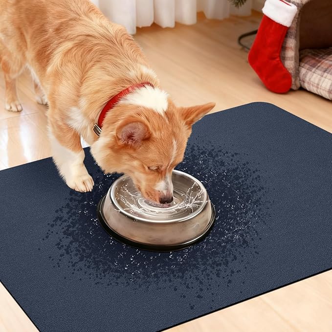 ACCUMTEK Non Slip Bath Mat, Thin Bathroom Rugs Fit Under Door, Quick Dry Bath Mats, Machine Washable Bath Rugs for Bathroom, Bathtub & Kitchen, Bathtub, Dark Blue/Solid/24 x17