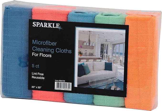 Superio Microfiber Squeegee Mopping Towel Extra Large Miracle Cloth Streak Free Floor Cloth 20x30 House, Kitchen, Bathroom, Car Multi Colored, 10 Pack