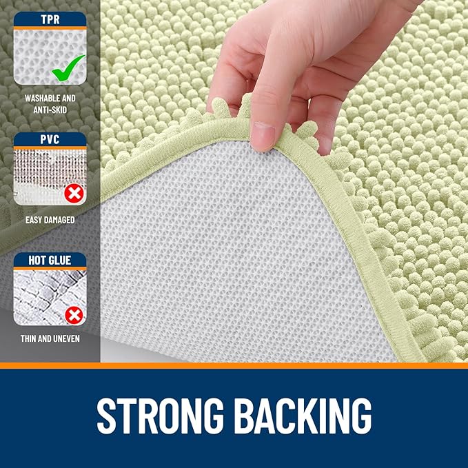 OLANLY Large Bathroom Rugs 47x32, Extra Soft Absorbent Chenille Bath Rugs, Rubber Backing Quick Dry, Machine Washable Bath Mats for Bathroom Floor, Tub and Shower, Home Decor Accessories, Vanilla